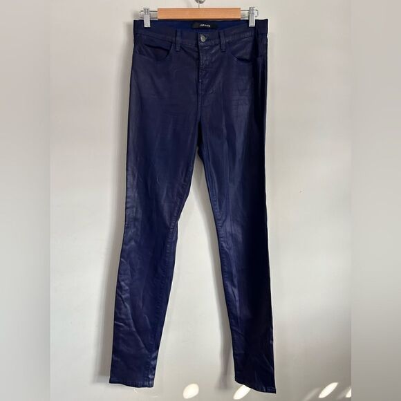 J Brand Maria Coated High Rise Skinny Jeans in Blueberry - Picture 2 of 12